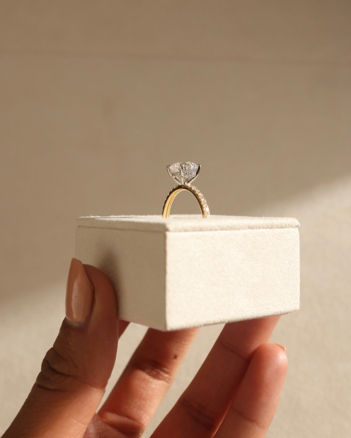 1.80 CT Round Cut Moissanite Hidden Halo & Pave Engagement Ring