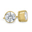 2.00 CT round cut moissanite earrings with bezel prong setting – elegant gold studs combining secure design with brilliant sparkle, ideal for bridal or everyday luxury.