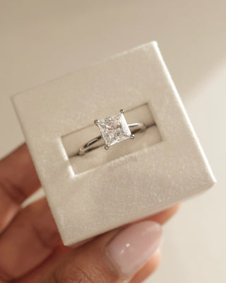 2.0 CT Princess Cut Moissanite Hidden Halo Engagement Ring