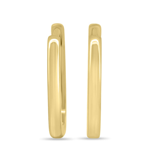 Plain elongated oval hoop earrings with a smooth polished finish – modern and minimalist gold design, perfect for everyday wear or elegant layering.