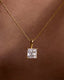 2.0 CT princess cut moissanite pendant necklace – modern and radiant solitaire design in polished gold, perfect for bridal elegance, gifting, or everyday luxury.