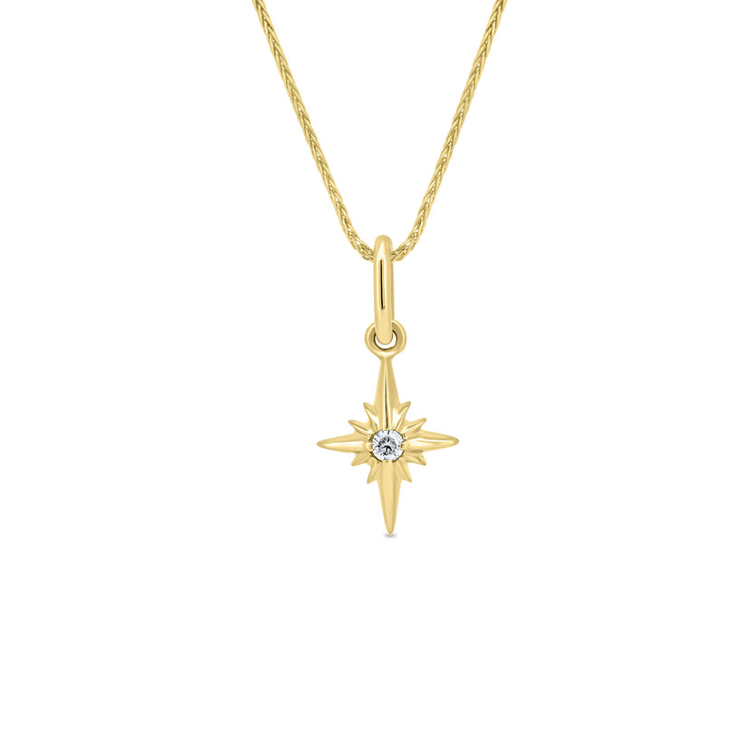 1.0 CT round cut moissanite star necklace – sparkling gold pendant featuring a brilliant stone in a celestial star design, perfect for gifting or everyday elegance.