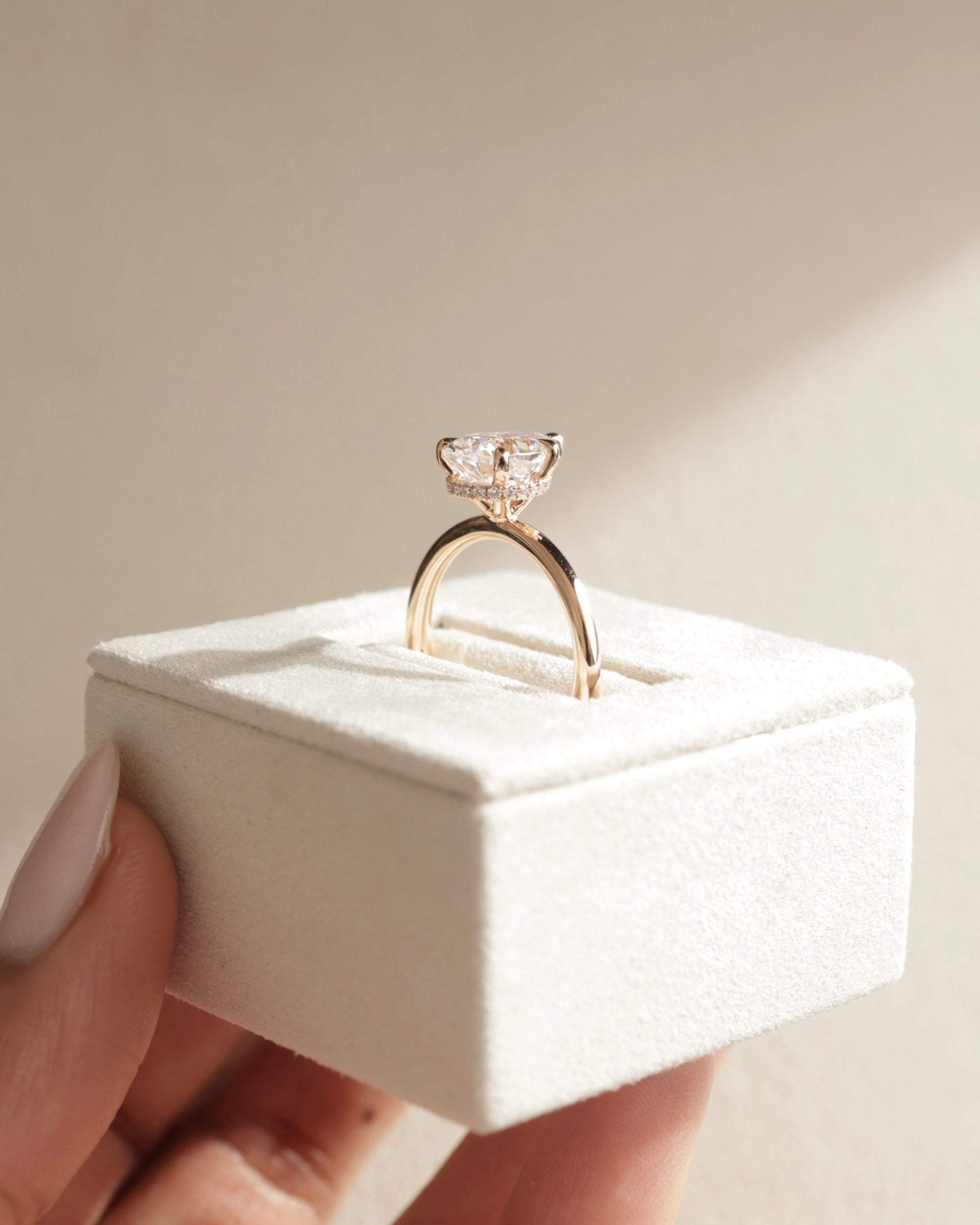 2.0 CT Pear Cut Moissanite Hidden Halo Engagement Ring