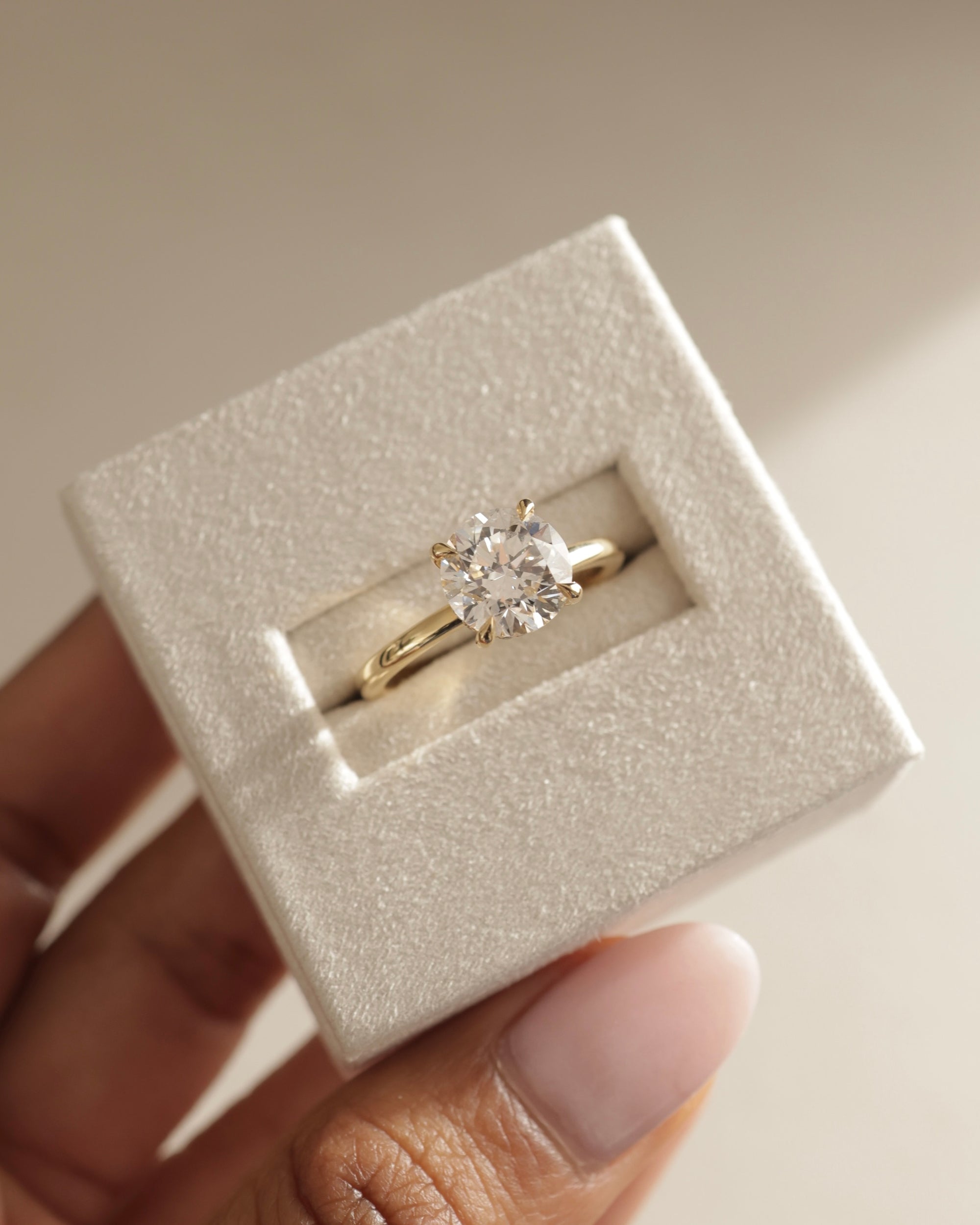 2.35 CT Round Cut Moissanite Hidden Halo Engagement Ring