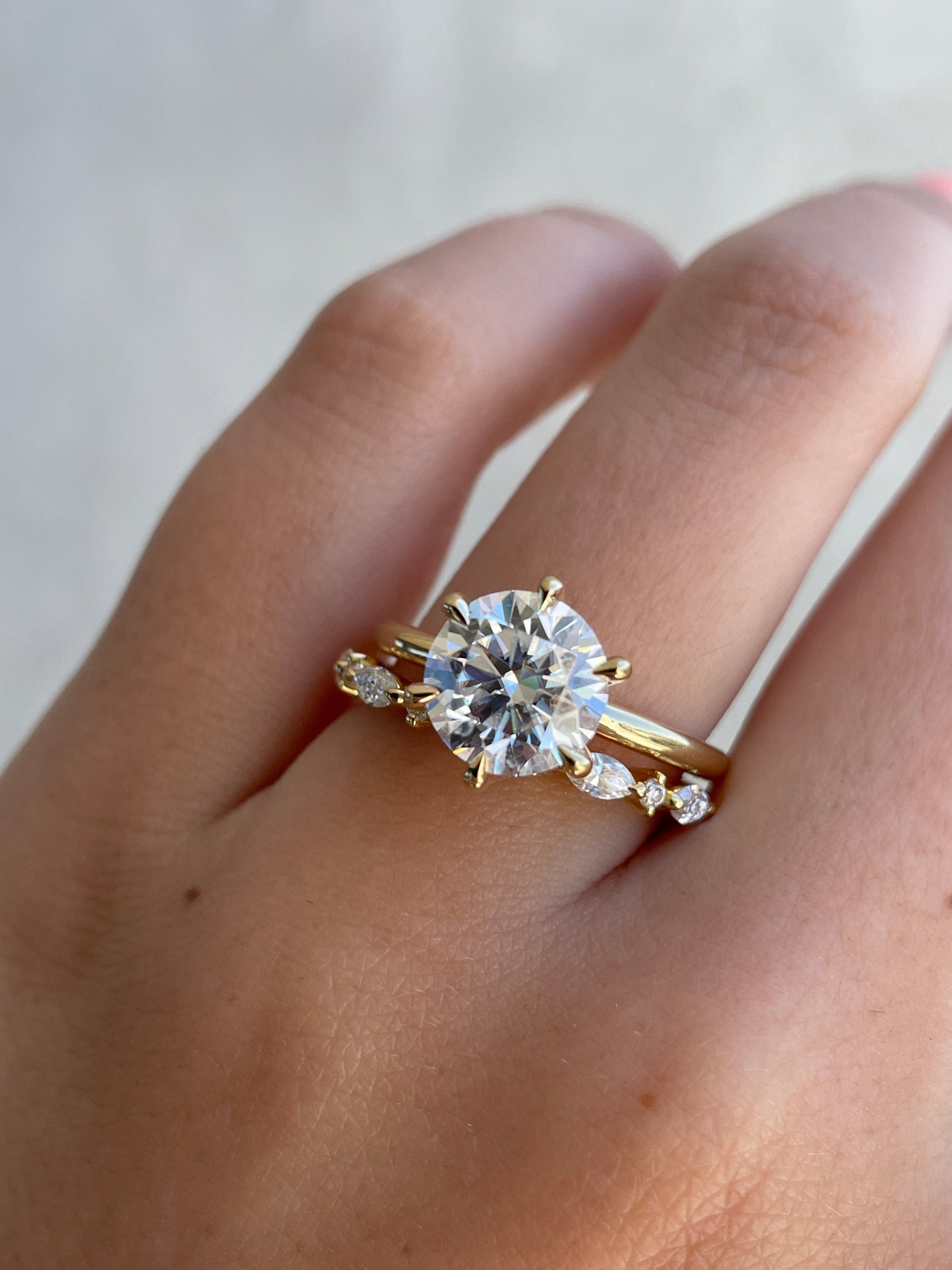 0.41 TCW marquise and round cut moissanite half eternity wedding band – elegant alternating design in polished gold, perfect for stacking or bridal wear.