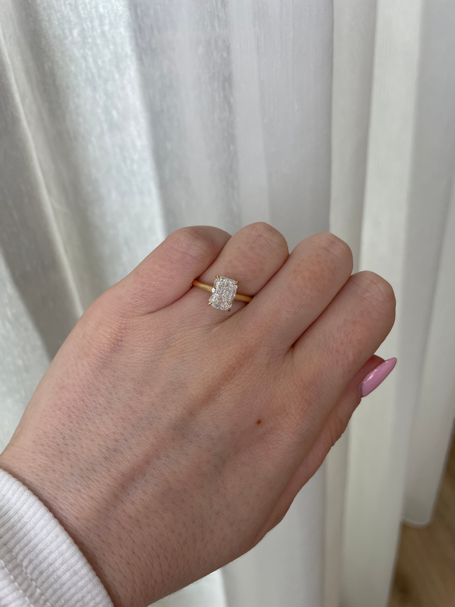 2.06 CT Elongated Cushion Cut Moissanite Solitaire Engagement Ring