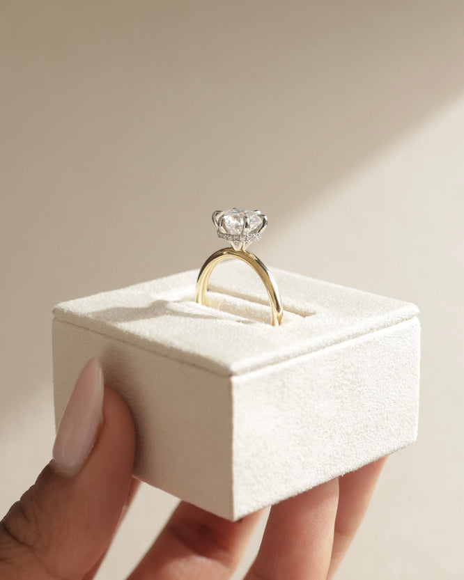 1.80 CT Round Cut Moissanite Hidden Halo Engagement Ring