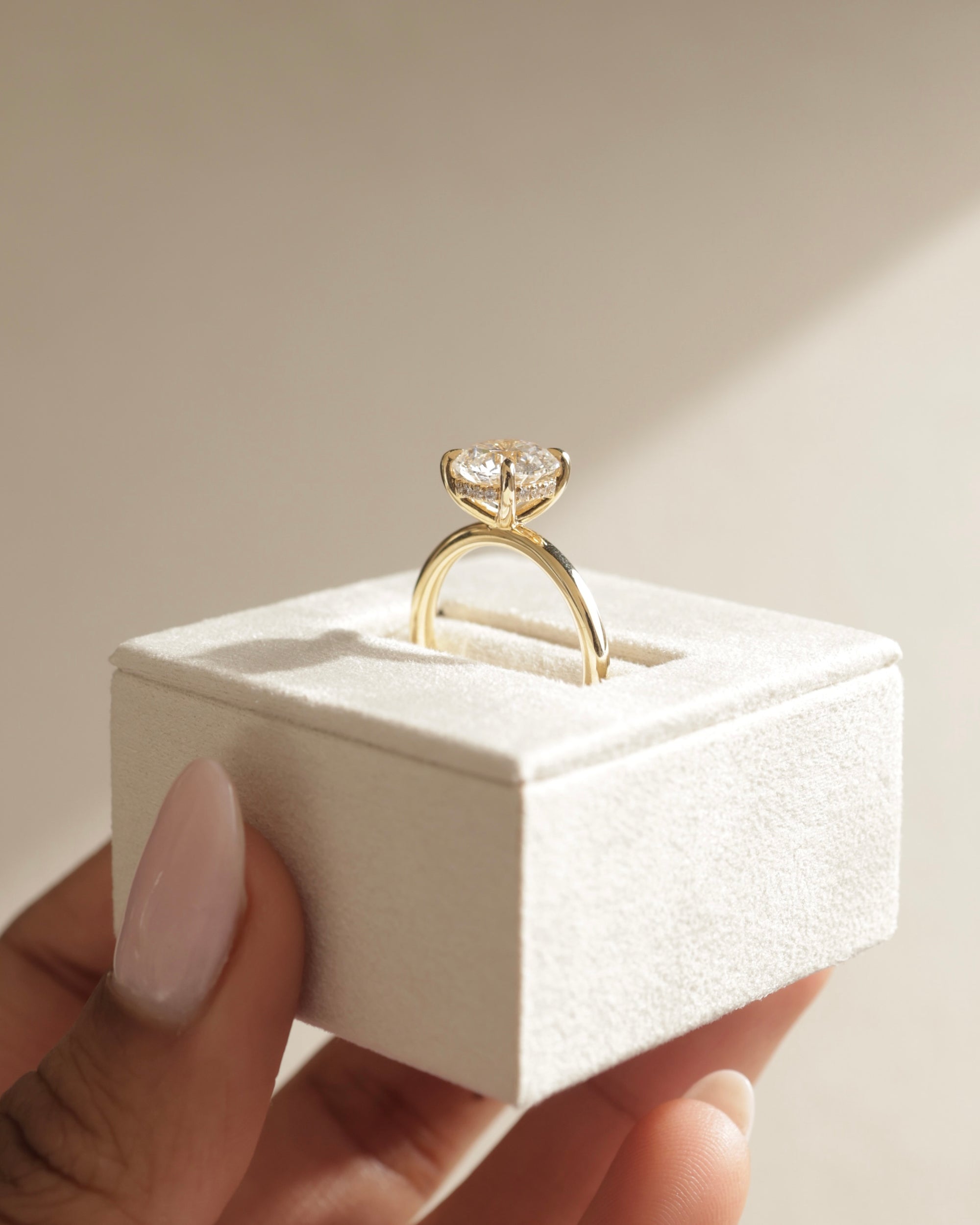 2.35 CT Round Cut Moissanite Hidden Halo Engagement Ring