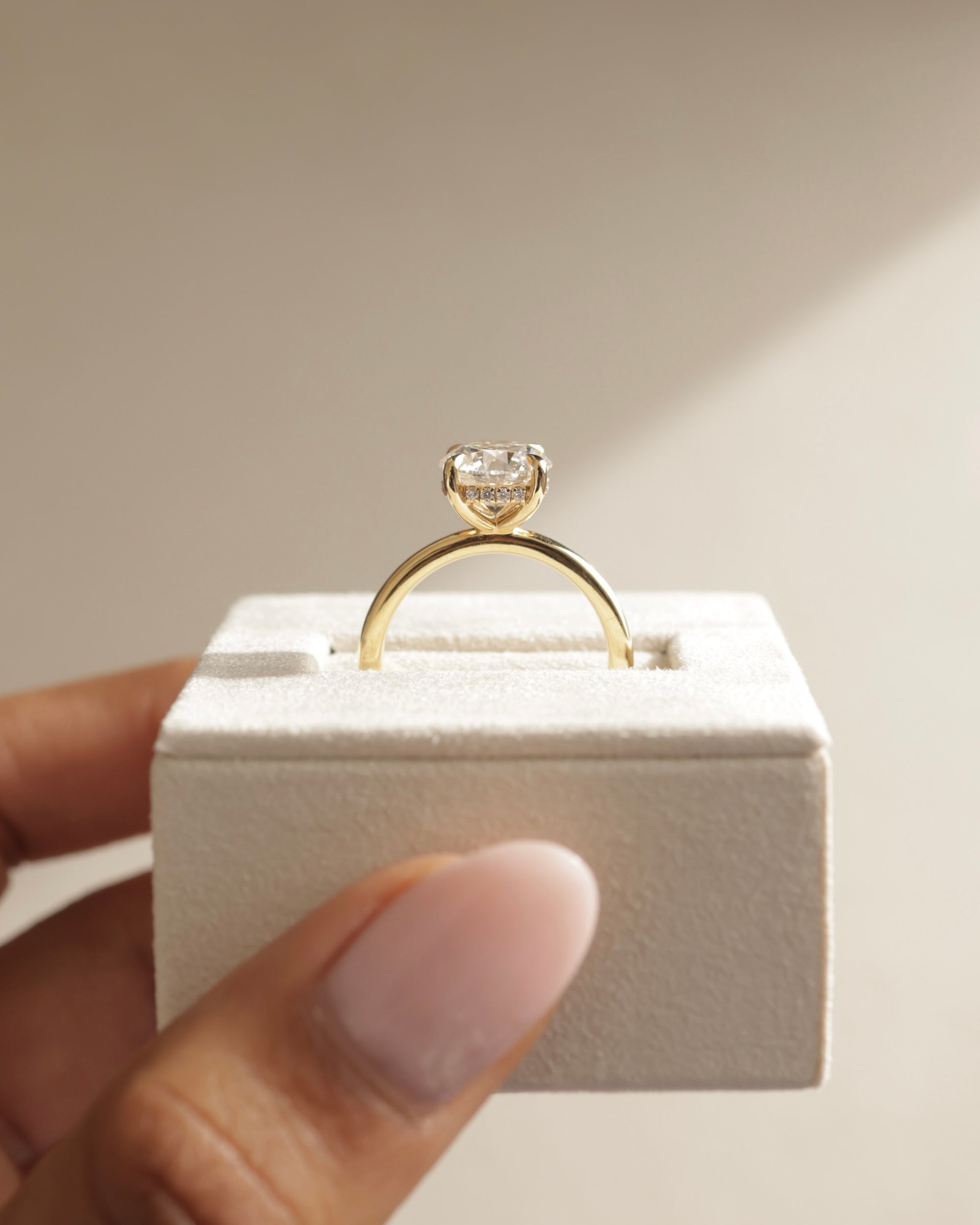 2.35 CT Round Cut Moissanite Hidden Halo Engagement Ring