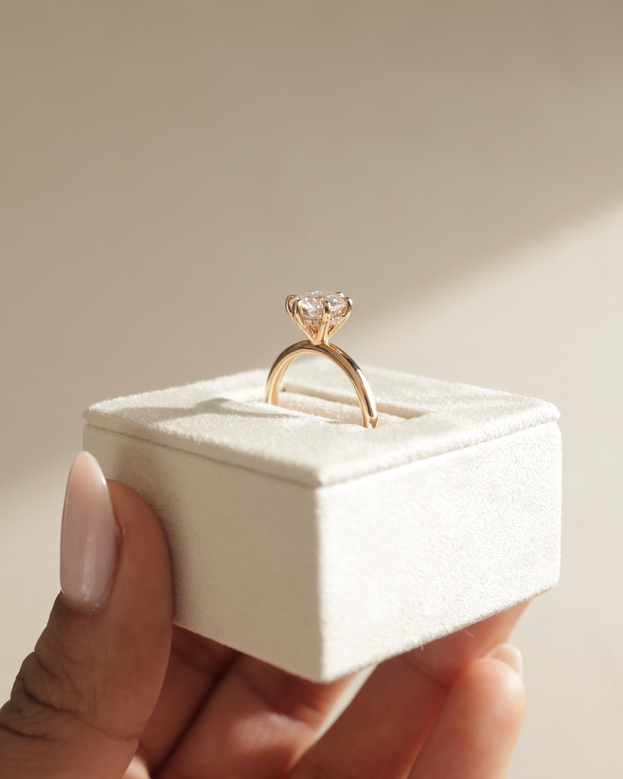 1.45 CT Round Cut Moissanite Hidden Halo Engagement Ring