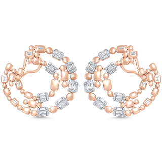 1.99 TCW Round & Baguette Moissanite Diamond Statement Hoops Earrings - crownmoissanite