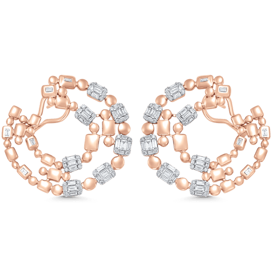 1.99 TCW Round & Baguette Moissanite Diamond Statement Hoops Earrings - crownmoissanite