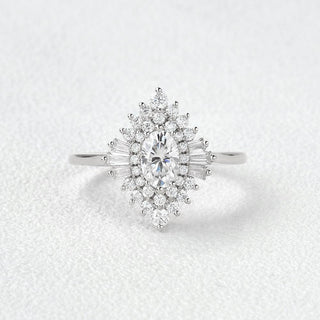 0.43 CT Oval Cut Ballerina Moissanite Engagement Ring - crownmoissanite