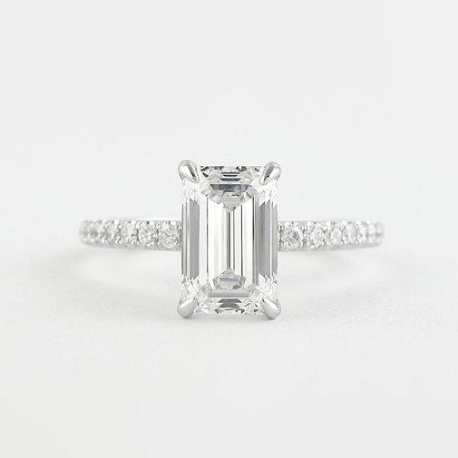 1.60 CT Emerald Solitaire & Pave Setting Moissanite Engagement Ring - crownmoissanite