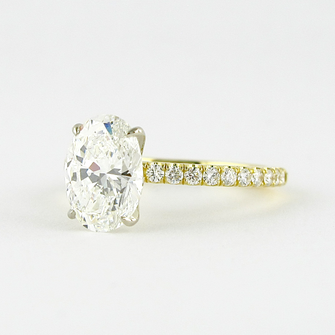 1.33 CT Oval Solitaire & Pave Setting Moissanite Engagement Ring - crownmoissanite