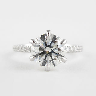 1.5 CT Round Cut Pave Setting Moissanite Engagement Ring - crownmoissanite