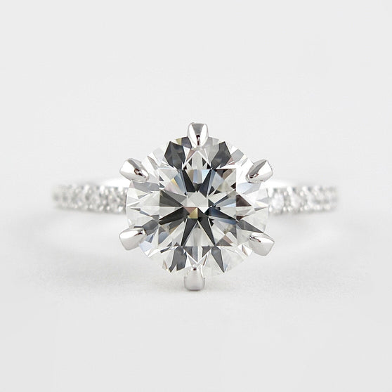 1.5 CT Round Cut Pave Setting Moissanite Engagement Ring - crownmoissanite