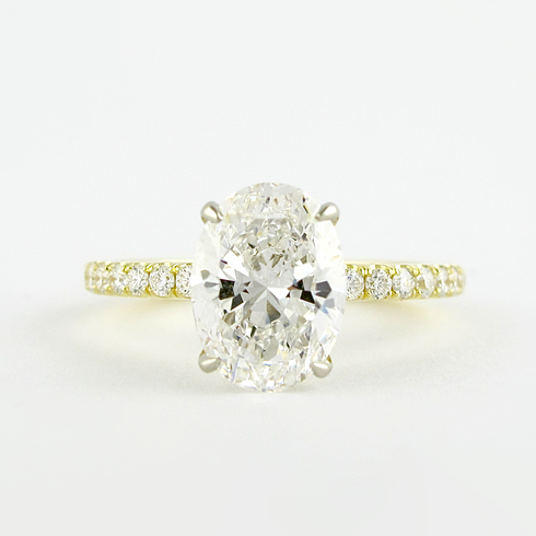 1.33 CT Oval Solitaire & Pave Setting Moissanite Engagement Ring - crownmoissanite