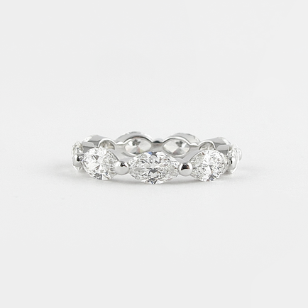 2.1 CT Marquise Bubble Prong Setting Moissanite Wedding Band - crownmoissanite