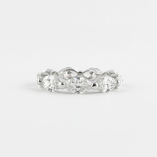 2.1 CT Marquise Shaped Moissanite Bubble Prong Wedding Band - crownmoissanite