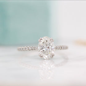 1.91 CT Oval Solitaire Moissanite Engagement Ring With Pave Setting - crownmoissanite