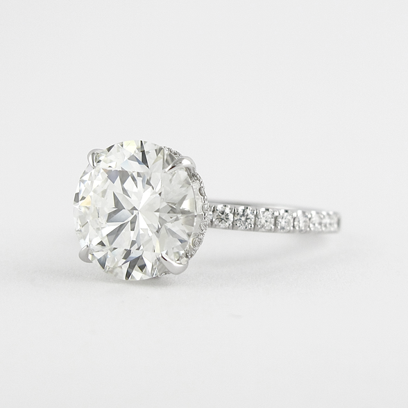 1.5 CT Round Cut Hidden Halo & Pave Moissanite Engagement Ring - crownmoissanite