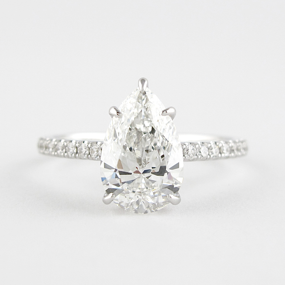 1.5 CT Pear Cut Pave Setting Moissanite Engagement Ring - crownmoissanite