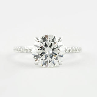 1.0 CT Round Hidden Halo and Pave Setting Moissanite Engagement Ring - crownmoissanite