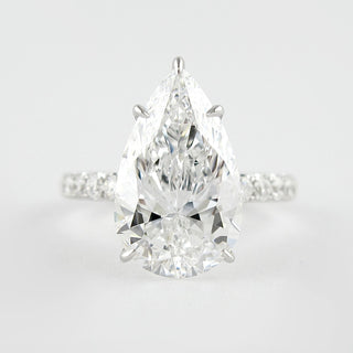 1.0 - 3.0 CT Pear Cut Hidden Halo & Pave Moissanite Engagement Ring - crownmoissanite