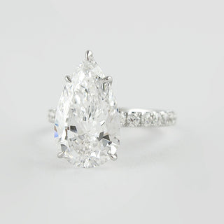 1.0 - 3.0 CT Pear Cut Hidden Halo & Pave Moissanite Engagement Ring - crownmoissanite