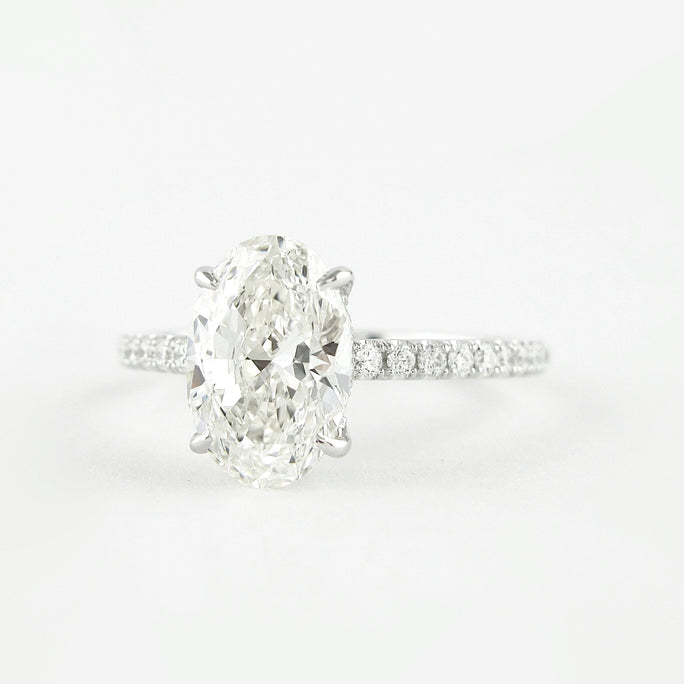 1.91 CT Oval Shaped Moissanite Hidden Halo Engagement Ring - crownmoissanite