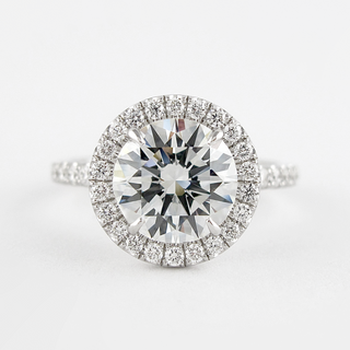 1.0 CT Round Cut Halo Style Moissanite Engagement Ring - crownmoissanite