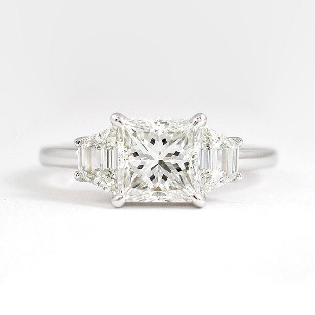 1.75 CT Princess Three Stone Style Moissanite Engagement Ring - crownmoissanite