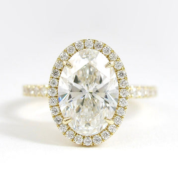 4.0 CT Oval Cut Halo Style Moissanite Engagement Ring - crownmoissanite