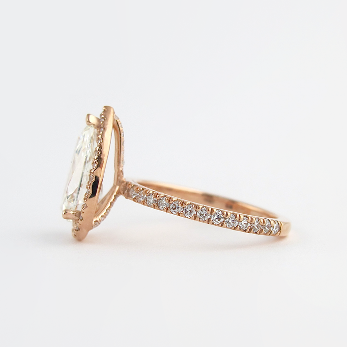 2.10 CT Pear Cut Halo Style Moissanite Engagement Ring - crownmoissanite