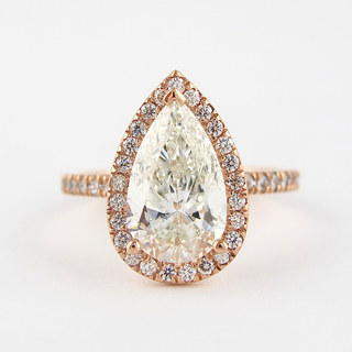 2.10 CT Pear Shaped Moissanite Halo Engagement Ring - crownmoissanite