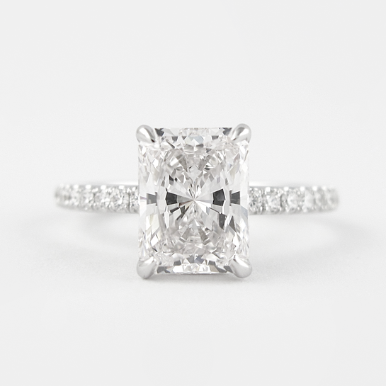 1.80 CT Radiant Hidden Halo & Pave Moissanite Engagement Ring - crownmoissanite