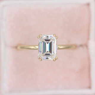 1.55 CT Emerald Cut Solitaire Moissanite Engagement Ring - crownmoissanite