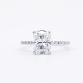 2.01 CT Elongated Cushion Hidden Halo Moissanite Engagement Ring - crownmoissanite