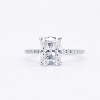 2.01 CT Elongated Cushion Hidden Halo Moissanite Engagement Ring - crownmoissanite