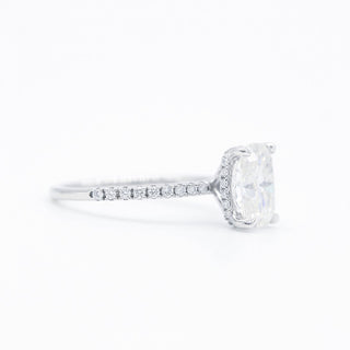 2.01 CT Elongated Cushion Hidden Halo Moissanite Engagement Ring - crownmoissanite