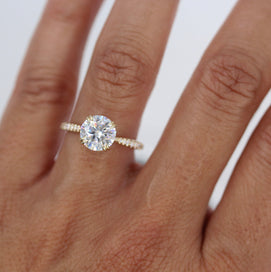 1.80 CT Round Solitaire Moissanite Engagement Ring With Pave Setting - crownmoissanite