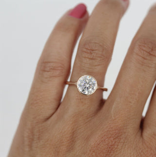 1.80 CT Round Shaped Moissanite Bezel Solitaire Engagement Ring - crownmoissanite
