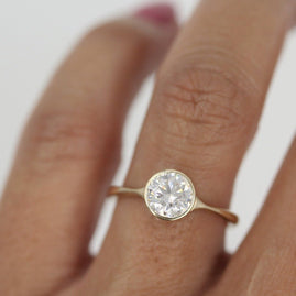 1.80 CT Round Cut Bezel Solitaire Moissanite Engagement Ring - crownmoissanite