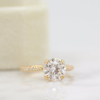 1.80 CT Round Solitaire Moissanite Engagement Ring With Pave Setting - crownmoissanite