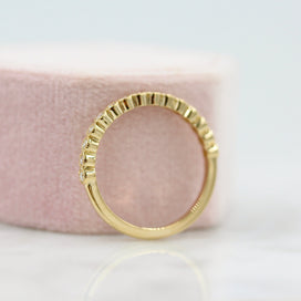 0.22 TCW Round Milgrain Half Eternity Moissanite Wedding Band - crownmoissanite
