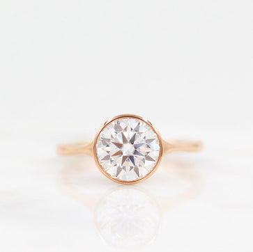 1.80 CT Round Cut Bezel Solitaire Moissanite Engagement Ring - crownmoissanite