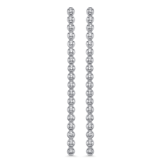 1.15 TCW Round Moissanite Diamond Bezel Long Drop Earrings - crownmoissanite