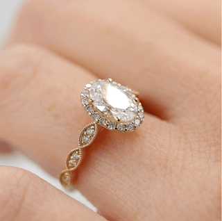 1.33 CT Oval Cut Halo Moissanite Engagement Ring - crownmoissanite