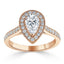 1.52 CT Pear Shaped Moissanite Halo Engagement Ring - crownmoissanite
